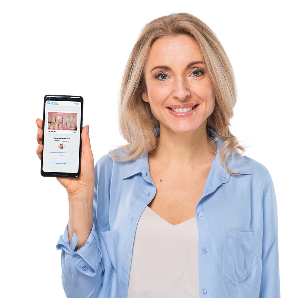 Jadento Userin mit Smartphone